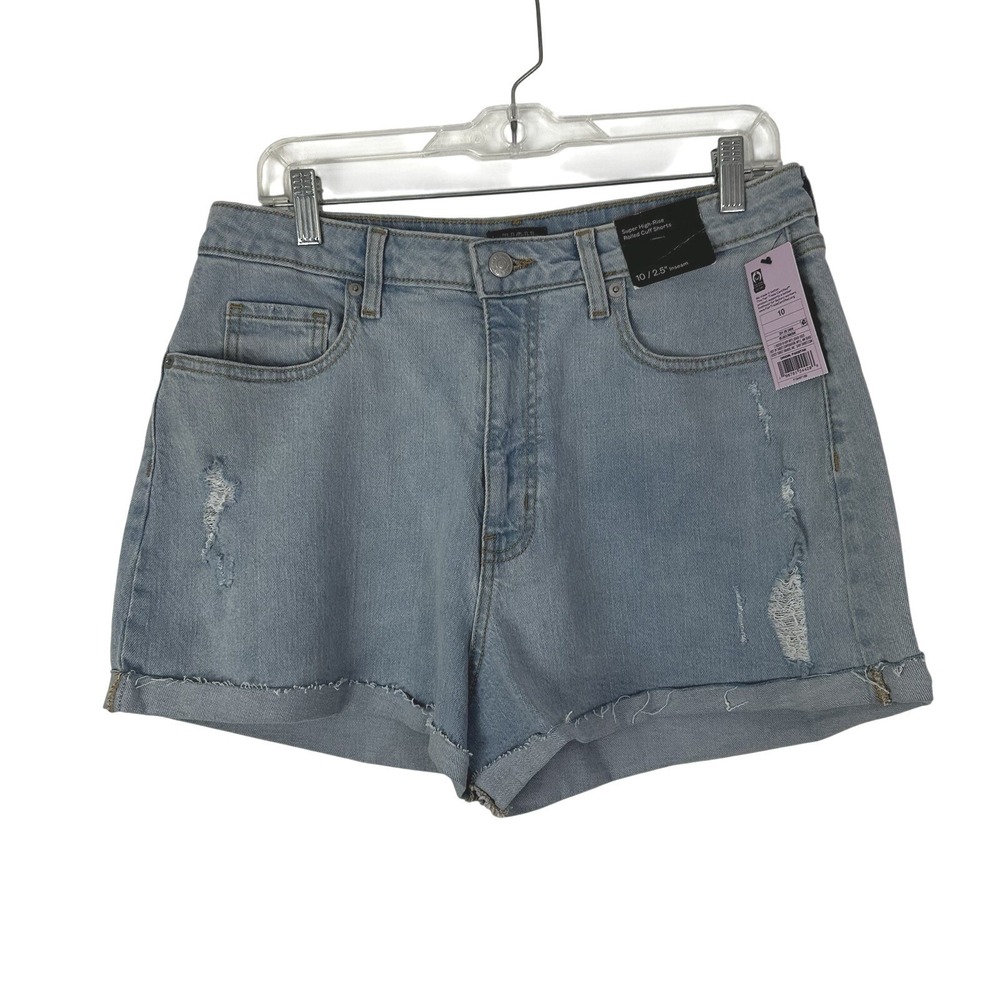 Wild Fable Super-High Rise Rolled Cuff Jean Shorts Women's Size 10 Light Wash